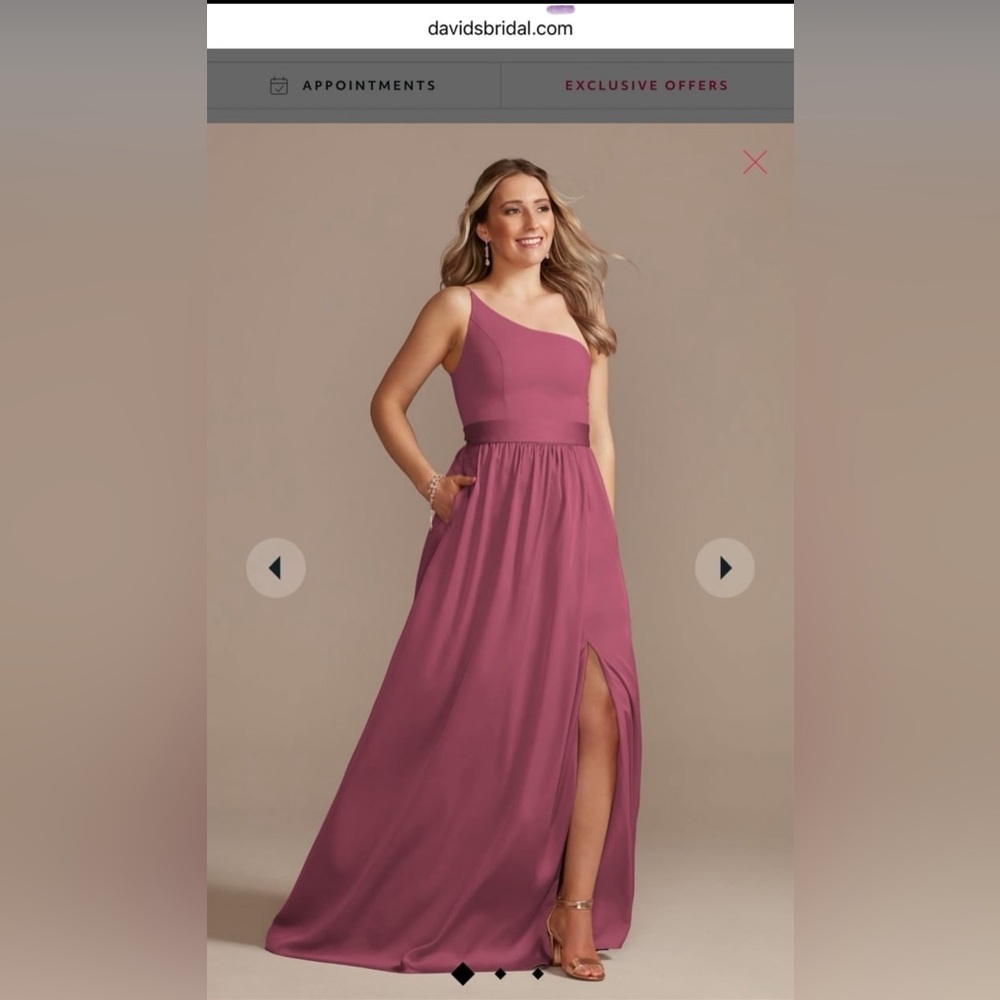 NWT David's Bridal one-shoulder long bridesmaids dress size 16. Color: Chianti